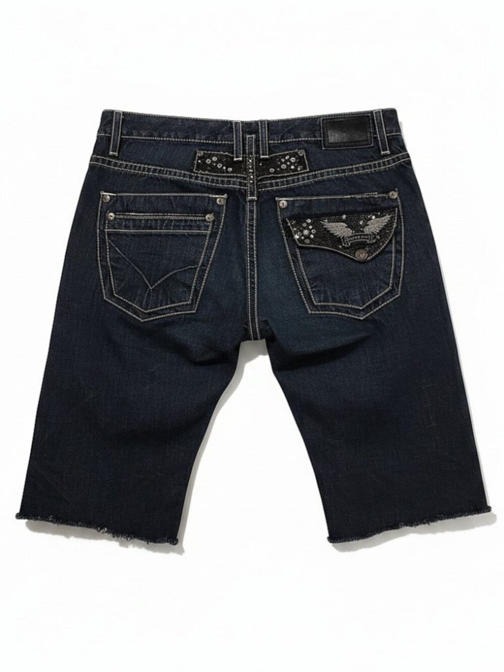 Robin's Jean Denim Jean Shorts Dark Wash Raw Hem Edgy/Streetwear/Luxury/Biker 34
